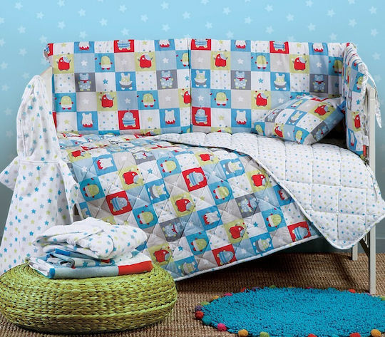 Nef-Nef Homeware Happy Monster Baby Quilt Baumwolle Aqua 90x140cm 014962
