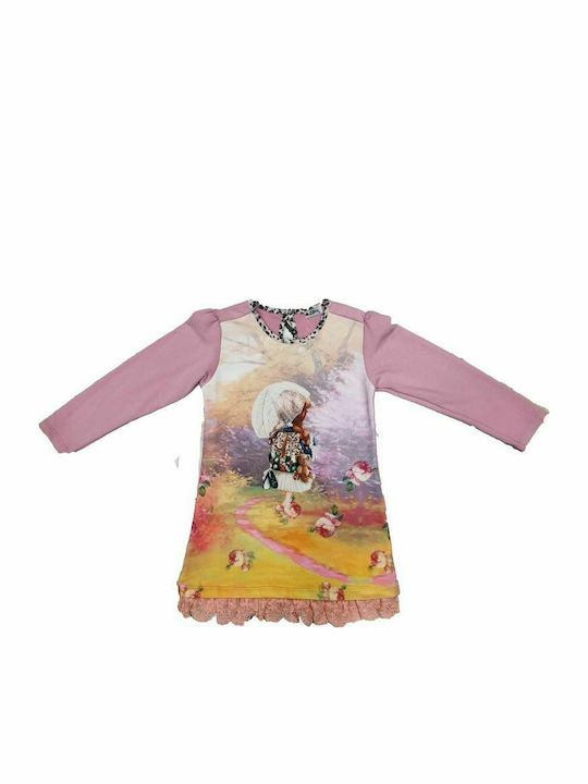 Evita Kids Dress Long Sleeve Pink