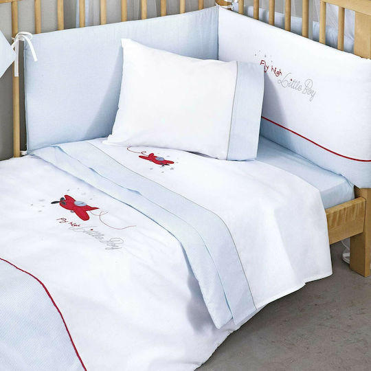 Nima Fly High Baby Quilt Baumwolle Hellblau 100x140cm