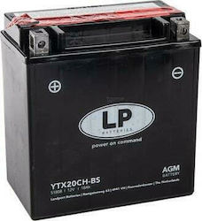 LP Batteries AGM Motorradbatterie YTX20CH-BS 270A mit Kapazität 18Ah und 270Wh