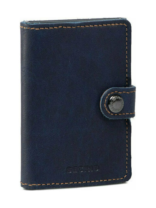 Secrid Miniwallet Crisple Men's Leather Card Wallet with RFID και Slide Mechanism Blue