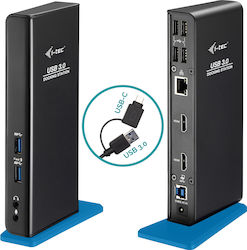 i-tec USB-C / Thunderbolt 3 Stație de andocare cu HDMI Ethernet și conexiune 2 monitoare Negru (U3DUALHDMIDOCK)