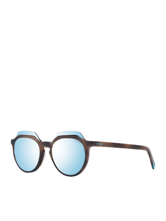 Sting Unisex Sunglasses with Brown Plastic Frame and Blue Lens SST197 9AJB
