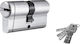 Domus Zylinderschloss Sicherheits ECON 100mm (35-65) mit 5 Schlüssel Silber