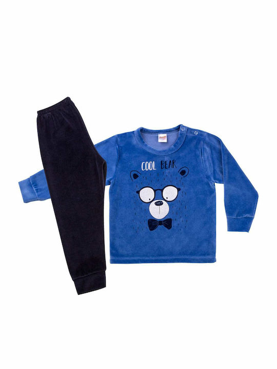 Minerva Kids' Pajamas Winter Cotton Blue Cool Bear