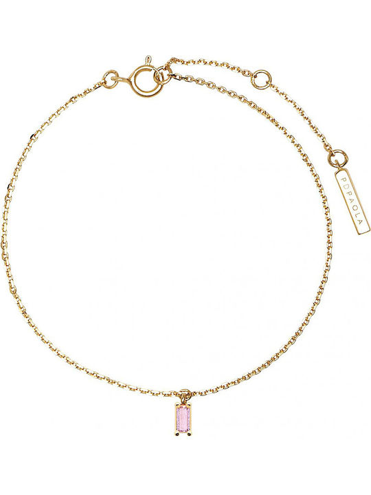 P D Paola Bracelet Chain Asana made of Silver Gold Plated with Zircon