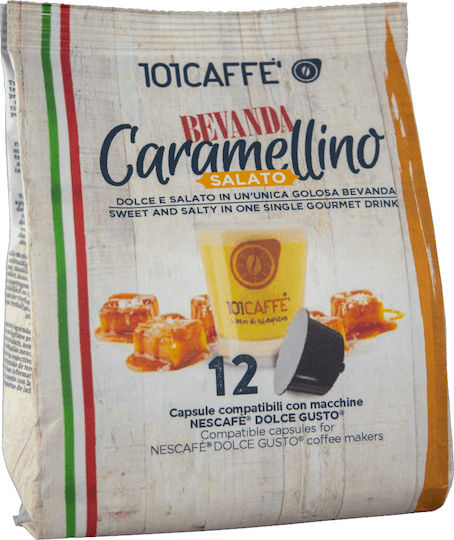 101Caffè Kapseln Caramellino Salato Karamell Kompatibel mit Maschine Dolce Gusto 12Mützen