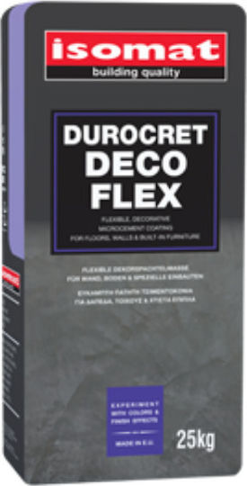 Isomat Τσιμεντοκονία Durocret Deco Flex Λεπτόκοκκη, Ρητινούχα Πατητή Τσιμεντοκονία για Δάπεδα, Τοίχους & Χτιστά Έπιπλα(Λευκο) 25kg