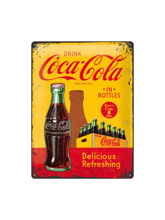 Nostalgic Art Wall Decor Coca-Cola In Bottles Yellow Metallic 10x14cm