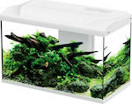 HS Aqua Platy 70 Led Bio Acvariu de Pești cu Capacitate de 65lt cu Iluminare, Încălzitor, Filtru și 59x31x39cm. Alb