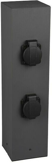 Trio Lighting Garden Διπλή Επιδαπέδια Πρίζα Ρεύματος Στεγανή 40x10x10cm Μαύρη