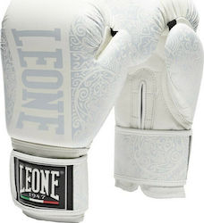 Leone Maori GN070 Γάντια Πυγμαχίας από Συνθετικό Δέρμα για Αγώνα Λευκά
