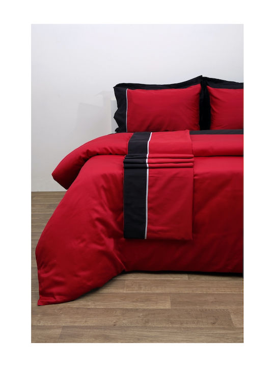 Anna Riska Luxury Bicolour Tagesdecke Übergröße Baumwollsatin Red / Black 220x240cm
