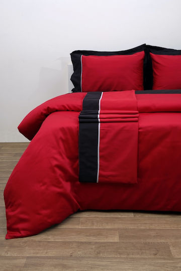 Anna Riska Luxury Bicolour Κουβερλί Υπέρδιπλο Βαμβακοσατέν Red / Black 220x240cm