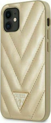 Guess V Quilted Umschlag Rückseite Kunststoff Gold (iPhone 12 mini) GUHCP12SPUVQTMLBE