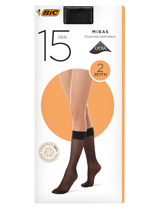 Mibas Lycra Γυναικεία Καλτσάκια 15 Den Μαύρα