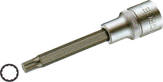 Force Long Spline Socket 1/2'' Long Walnut with Spline Head and Socket 1/2'' M18x100mm
