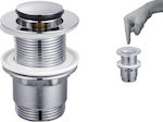 Viospiral Pop Up Brass Valve Sink with Output 32mm Silver