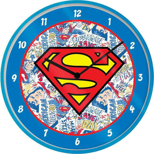 Pyramid International Superman Logo Puzzle Ρολόι Τοίχου Πλαστικό Μπλε Ø24.5cm