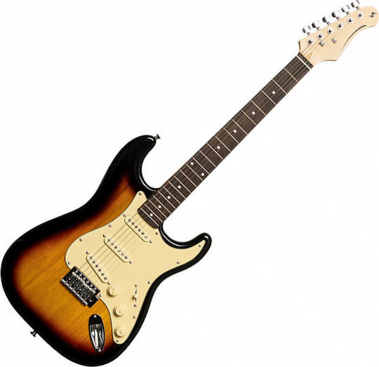 Stagg SES-30 Електрическа Китара Stratocaster с SSS Конфигурация на Пикапите Sunburst