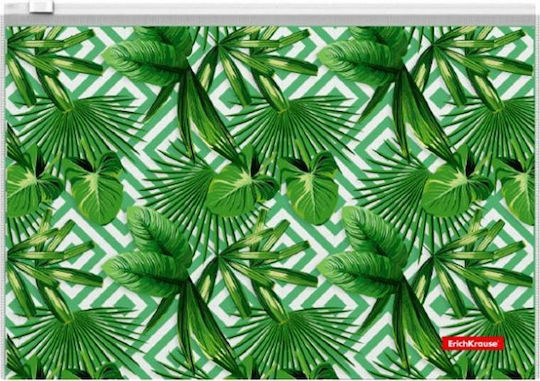ErichKrause Папка с Цип за Хартия A4 Зеленς Tropical Leaves