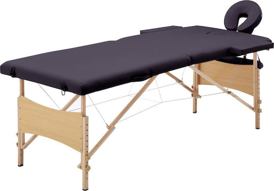 vidaXL Wooden Portable/Folding Purple Massage and Physiotherapy Bed 191x70cm 2 Positions