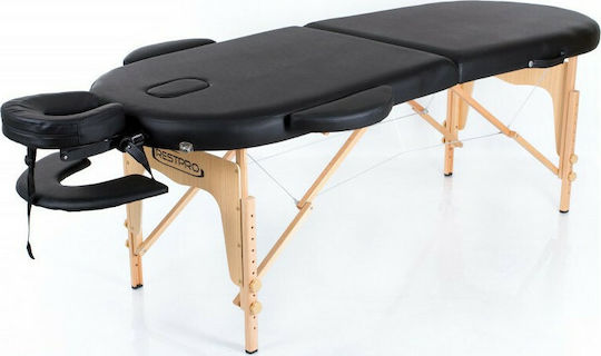 Rest Pro Classic Oval 2 Κρεβάτι Μασάζ και Φυσικοθεραπείας Φορητό/Πτυσσόμενο Μαύρο από Ξύλο 192x70εκ.
