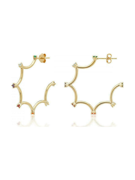 Jcou Earrings Hoops made of Silver Gold Plated with Stones JW902G4-02