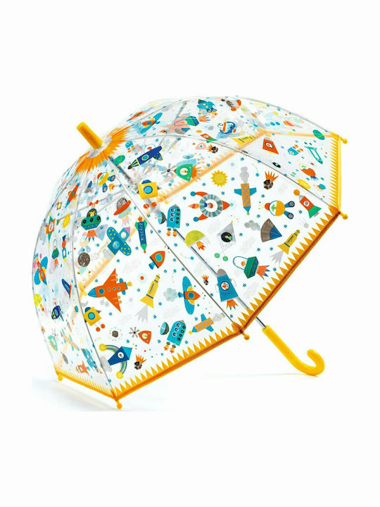 Djeco Kids Umbrella Space Designs Curved Handle Multicolour 70cm Djeco Kids Umbrella Space Designs Curved Handle Multicolour 70cm