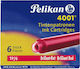 Pelikan 4001 6 Пълнители за писалка Червени