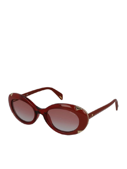 Police Damen Sonnenbrille mit Burgundisch Kunststoff Gestell und Rot Verlaufsfarbe Linse SPLA16 0VB6