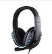 Komc K4 Over Ear Gaming Headset με σύνδεση 3.5mm Black/Blue