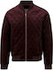 Urban Classics Quilt Velvet Men's Winter Bomber Jacket Burgundy