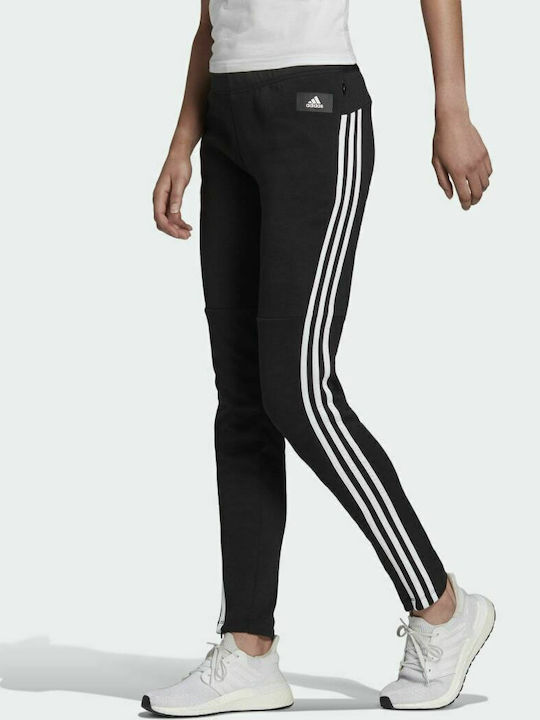 Adidas Sportswear 3-Stripes Skinny Παντελόνι Γυναικείας Φόρμας Μαύρο