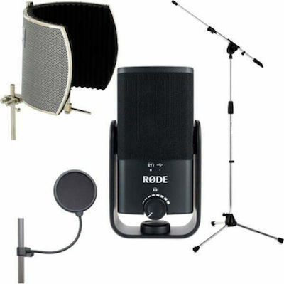 Rode Kondensator (Großmembran) Mikrofon USB NT-USB Mini Micscreen Bundle Schreibtisch Stimme