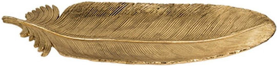 Artekko Leaf Dekorative Platte Metallisch Golden 1Stück 49x19x3cm