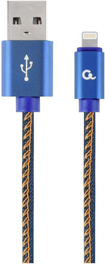Gembird Jeans Geflochten USB-A zu Lightning Kabel Blau 2m (CC-USB2J-AMLM-2M-BL)
