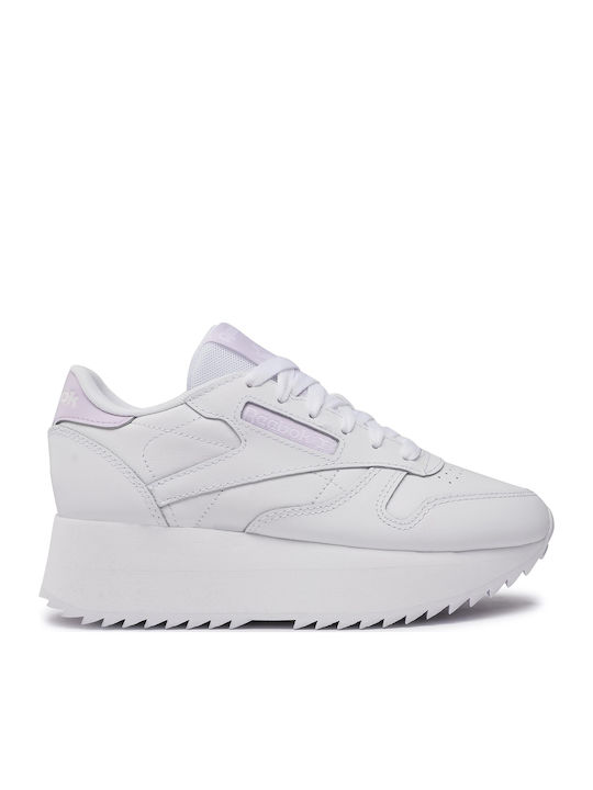 Reebok Classic Leather Double Γυναικεία Sneakers White / Luminous Lilac