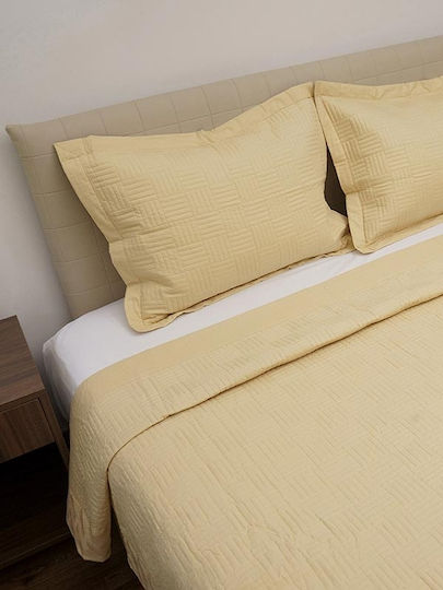 Sunshine Σετ Κουβερλί Υπέρδιπλο Βαμβακερό Yellow 220x240cm 3τμχ