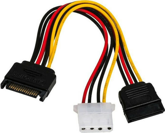 Akyga 4-Pin Molex - 15-Pin Sata Cable 0.15m Πολύχρωμο AK-CA-32