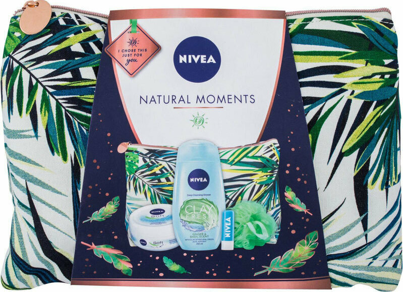 Nivea Clay Fresh Shower Gel 250ml, Body Cream 200ml, Lip Balm 4.8gr