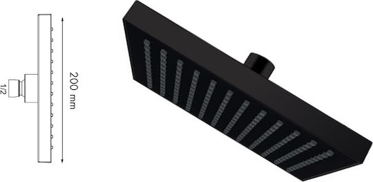 Viospiral Square Showerhead 20x20cm Black Matt