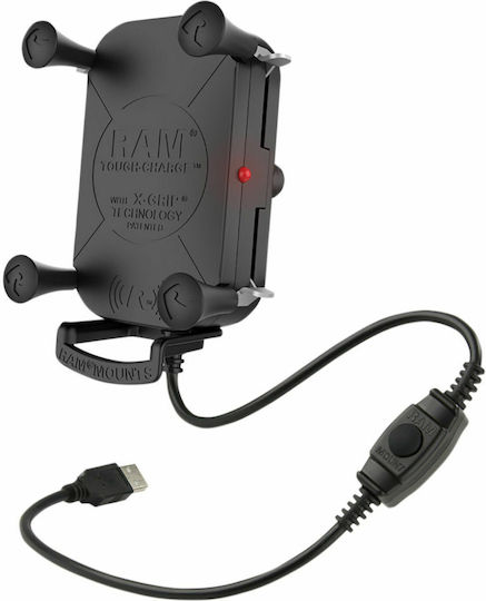 RAM Mount Mount Phone Motorcycle with Adjustable Arm for Steering Wheel and Wireless Charging