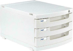 Next Plastic Desktop Drawer 3 Positions with Lock 29.5x39.5x21cm White