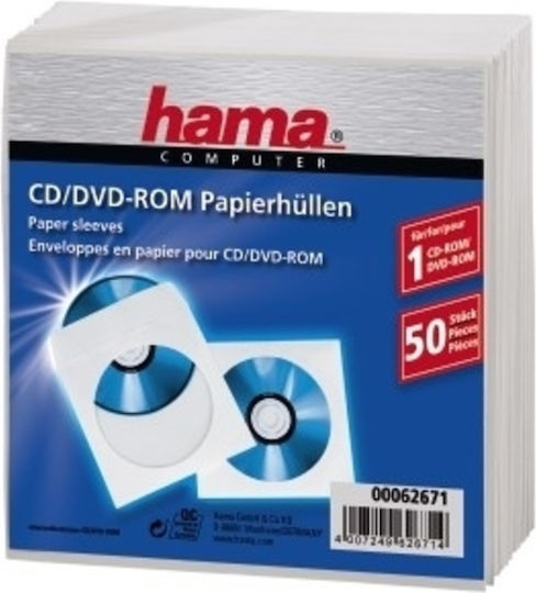 HAMA CD/DVD Sleeve White 50pcs 62671