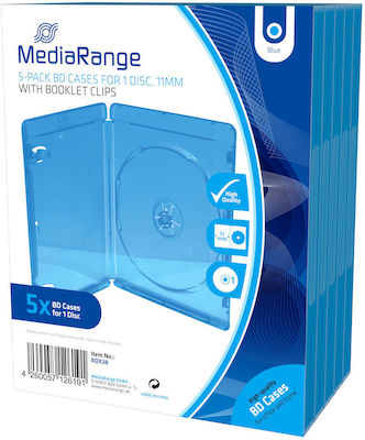 MediaRange DVD-Box für 1 Disk mit Transparentem Gesicht in Blau Farbe 5Stück