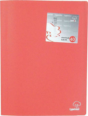 Typotrust Clipboard Flexible with 40 plastic sleeves Slides for Paper A4 Pink 1pcs