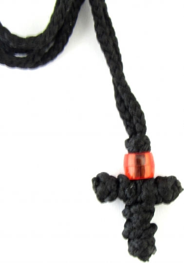 IconsGR Anhänger Kreuz mit roter Perle Black 1Stück