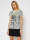 Guess Women's T-shirt Animal Print Iconic Leopard White