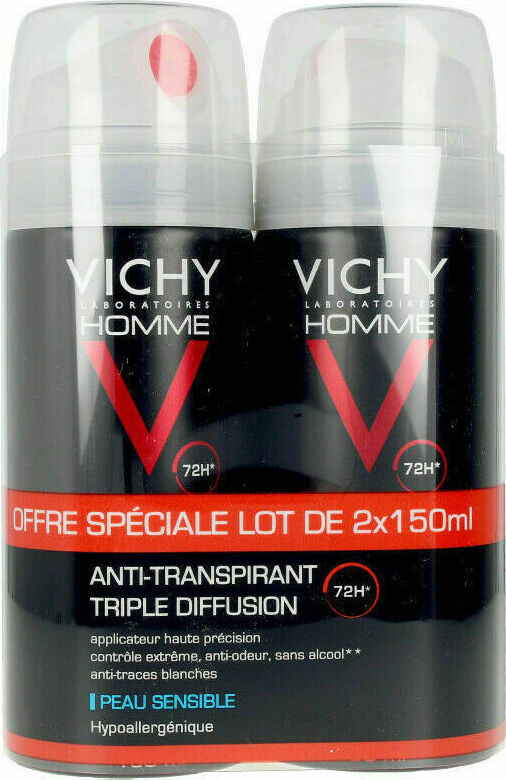 Vichy Homme Triple Diffusion AntiPerspirant 72h Spray Κατά των Λευκών